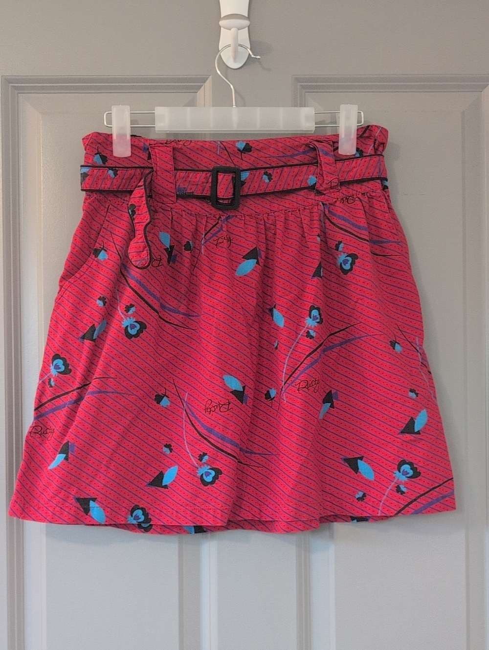 Vintage Rusty Red Belted Mini Skirt